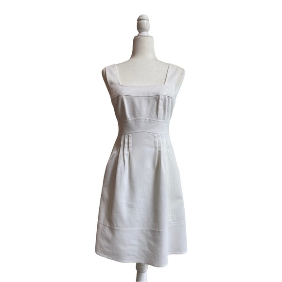 Nanette Lepore Dresses & Skirts - Nanette Lepore White Pique Fabric Square Neck Women 4 Sleeveless Mini Dress